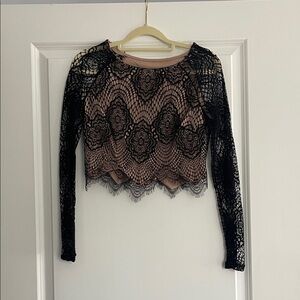 Elegant Black Lace Women's Top